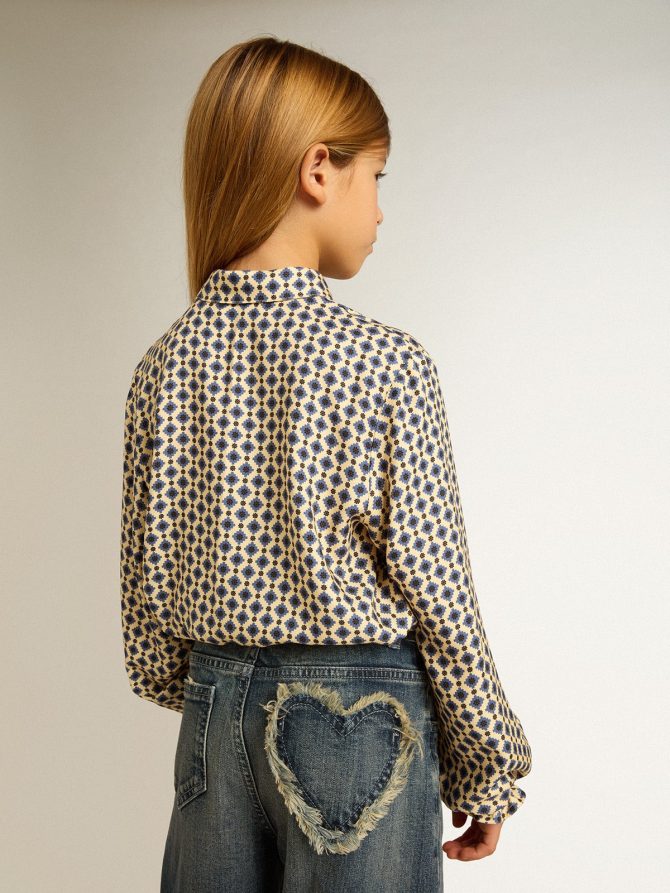 Girls’ polo shirt with geometric print - Image 4