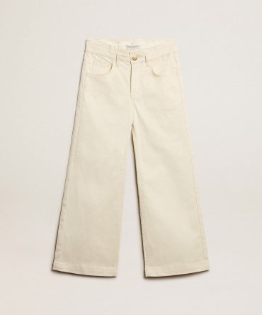 Girls’ cotton pants in aged white