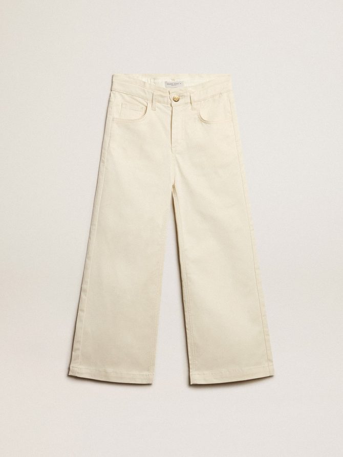 Girls’ cotton pants in aged white