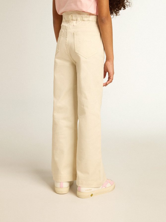 Girls’ cotton pants in aged white - Image 4