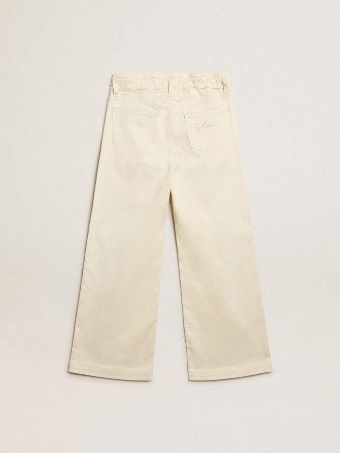 Girls’ cotton pants in aged white - Image 6