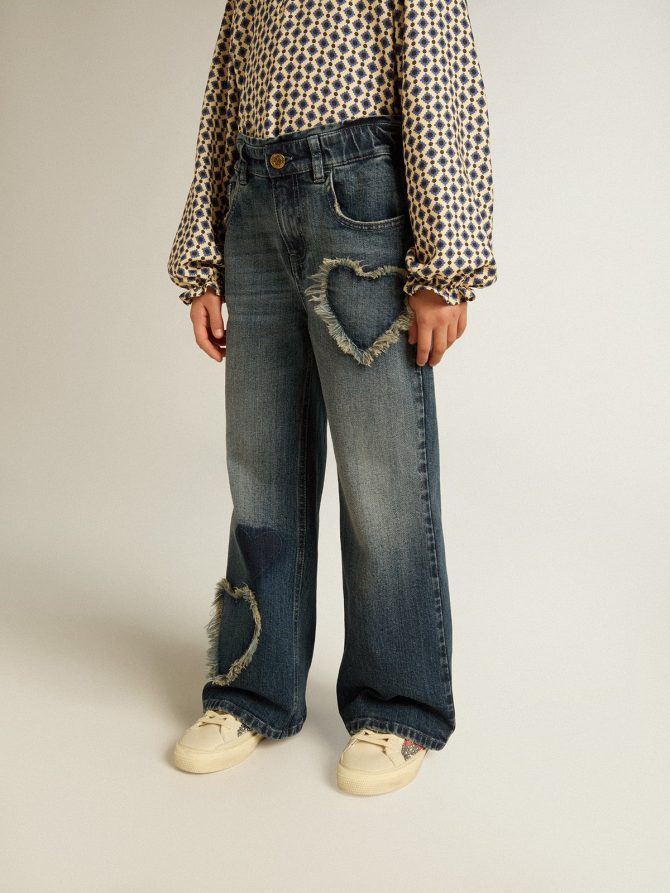 Girls’ wide-leg jeans in blue denim - Image 2