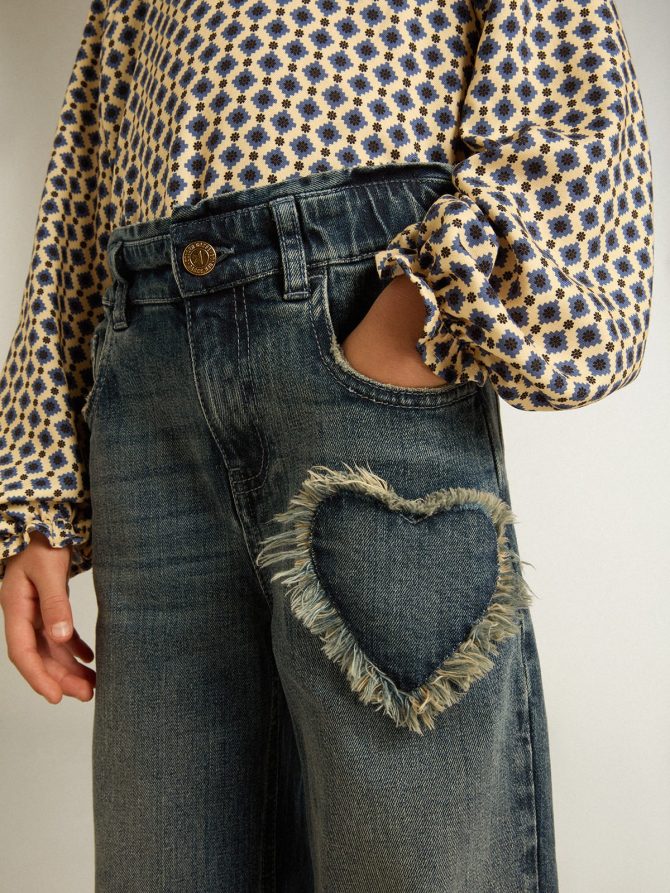 Girls’ wide-leg jeans in blue denim - Image 5