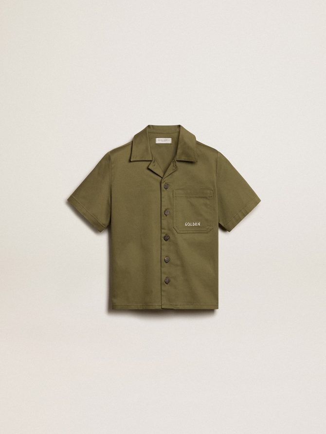 Boys’ military-green shirt