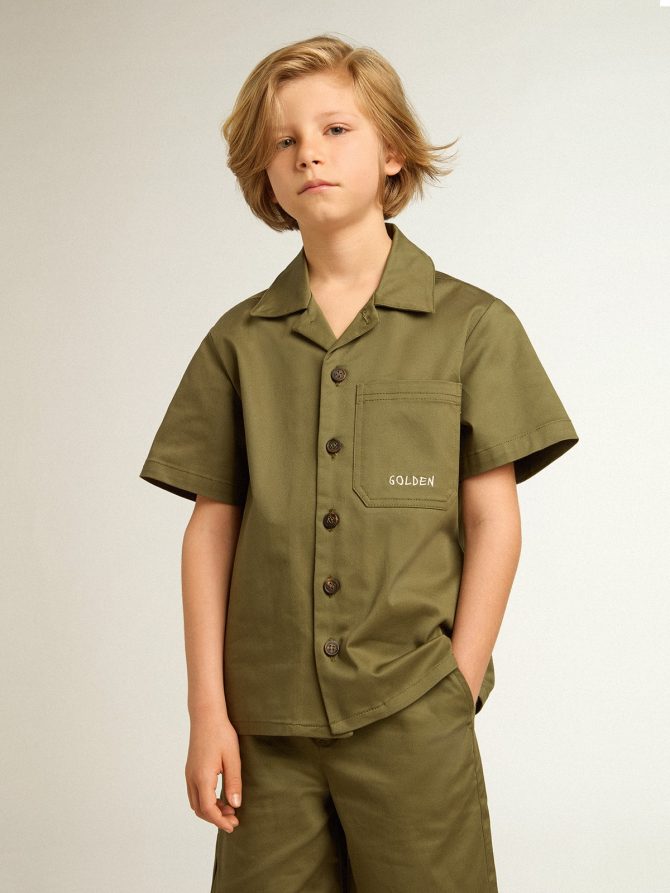 Boys’ military-green shirt - Image 2