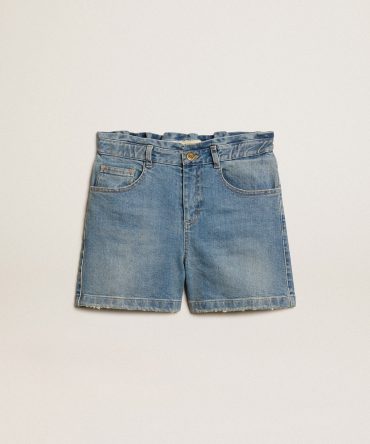 Girls’ denim shorts with distressed finish