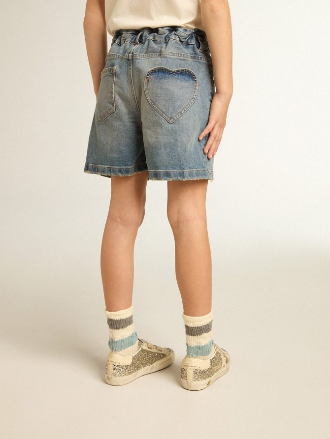 Girls’ denim shorts with distressed finish - Image 4