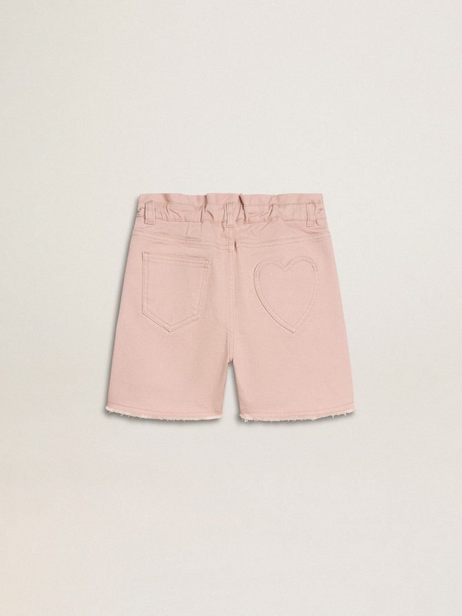 Girls’ pink cotton shorts with embroidery - Image 2