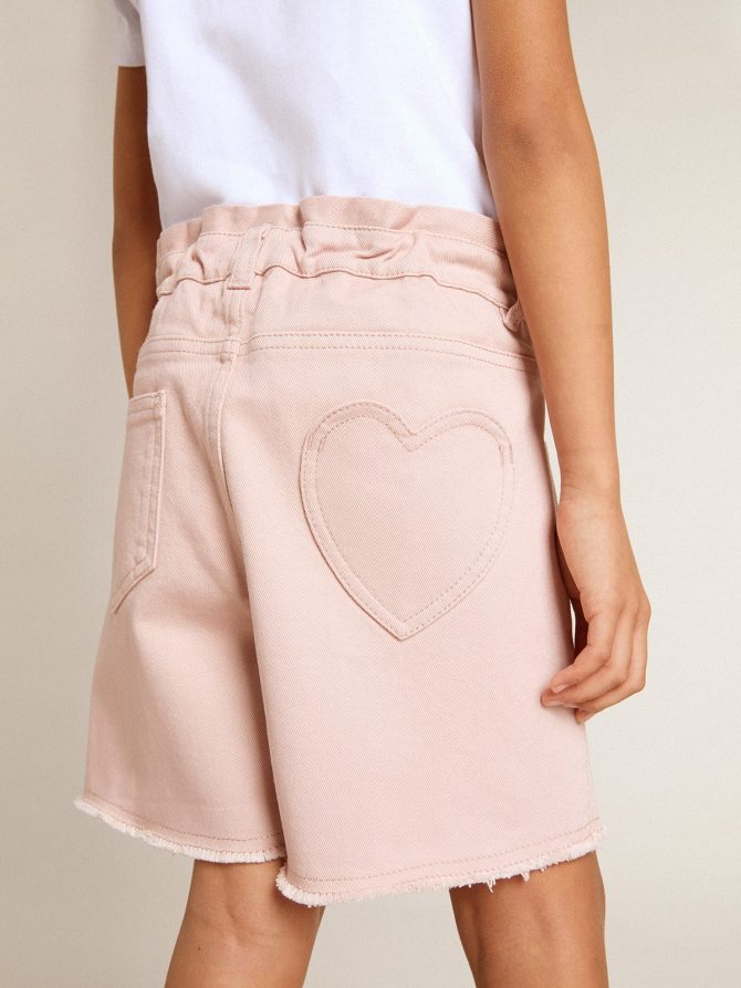 Girls’ pink cotton shorts with embroidery - Image 6