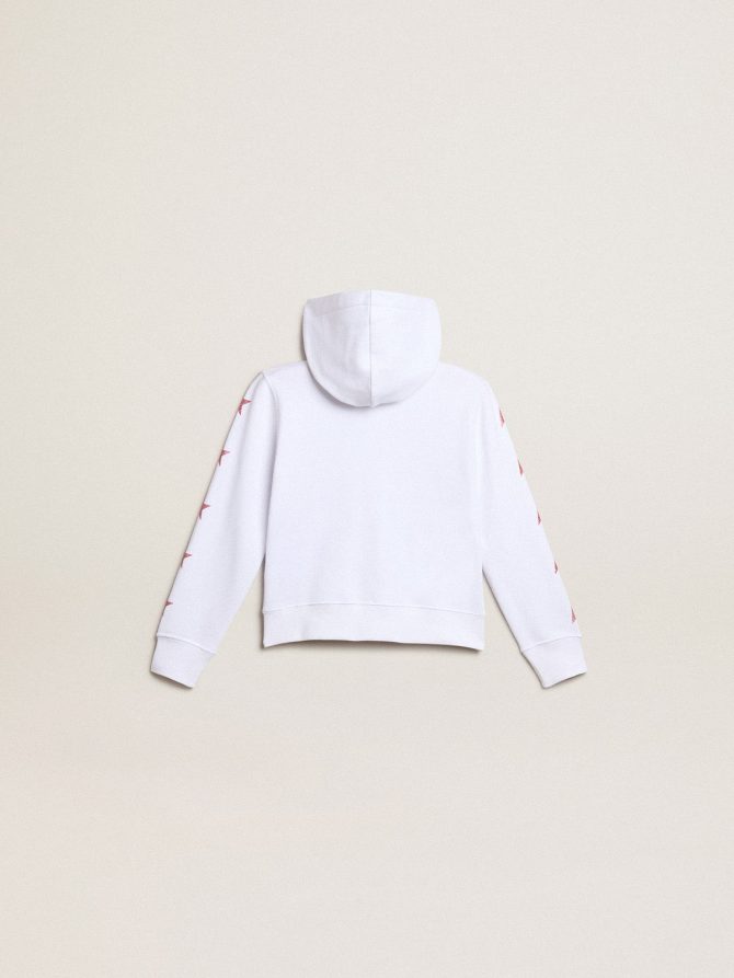 Girls’ zip-up sweatshirt in white with glitter stars on the sleeves - Image 6