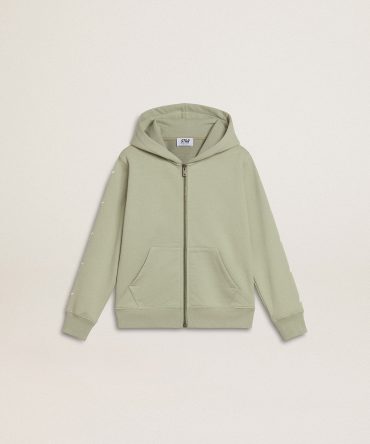 Light green sweatshirt with zip fastening