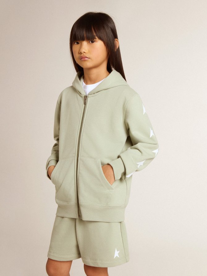 Light green sweatshirt with zip fastening - Image 2