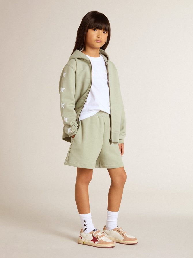 Light green sweatshirt with zip fastening - Image 3