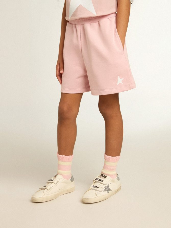 Girls’ shorts in pink with white star - Image 2
