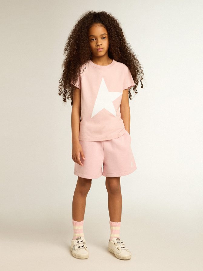 Girls’ shorts in pink with white star - Image 3