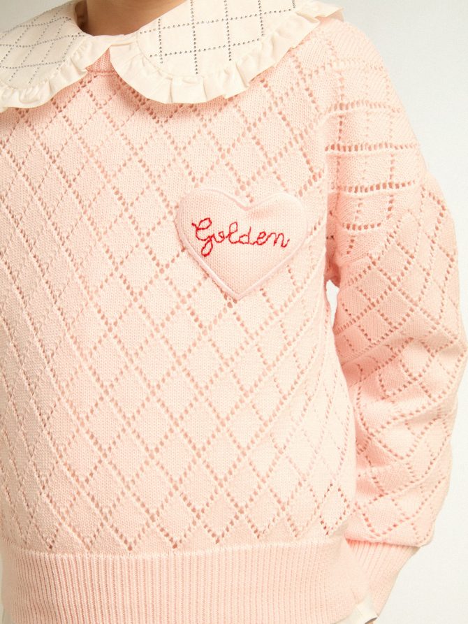 Cropped round-neck pullover with diamond pattern - Image 5