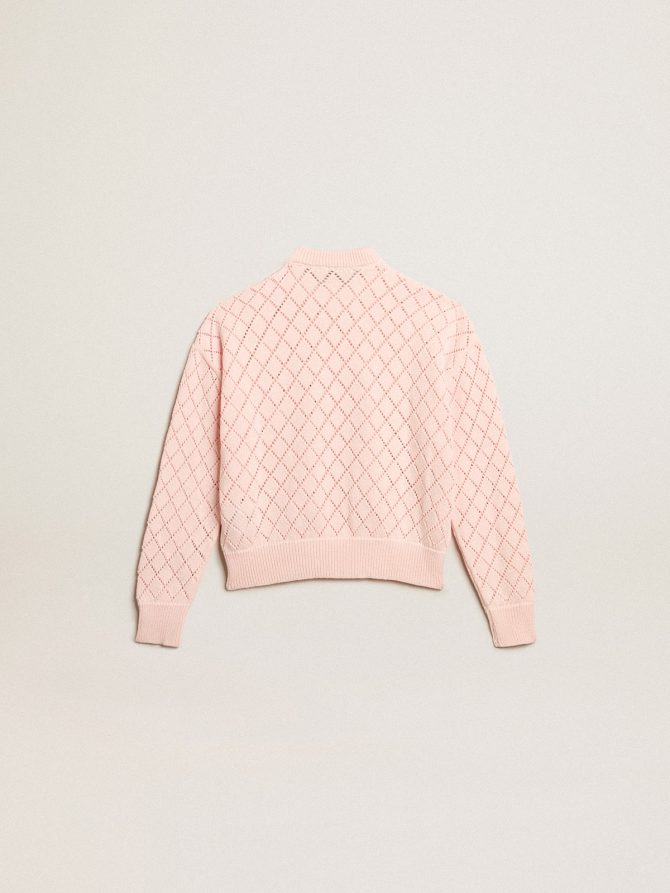 Cropped round-neck pullover with diamond pattern - Image 6
