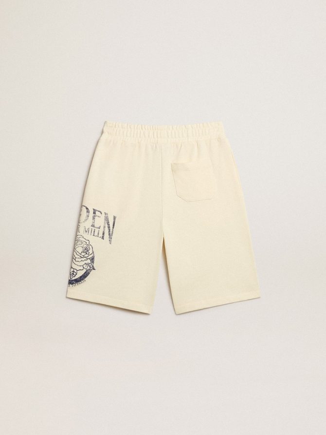 Boys’ Bermuda shorts in aged white with print on the front - Image 4