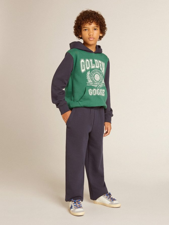 Boys’ green and blue sweatshirt with hood and print - Image 3