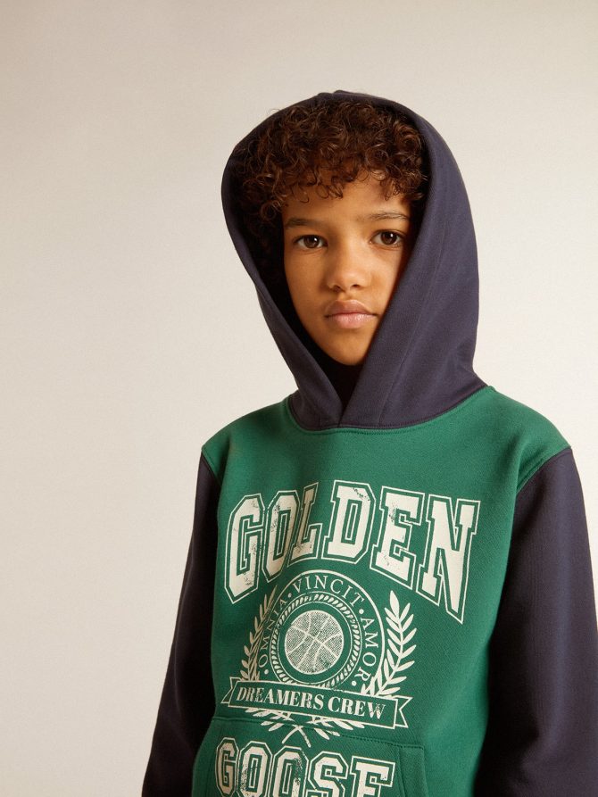 Boys’ green and blue sweatshirt with hood and print - Image 5