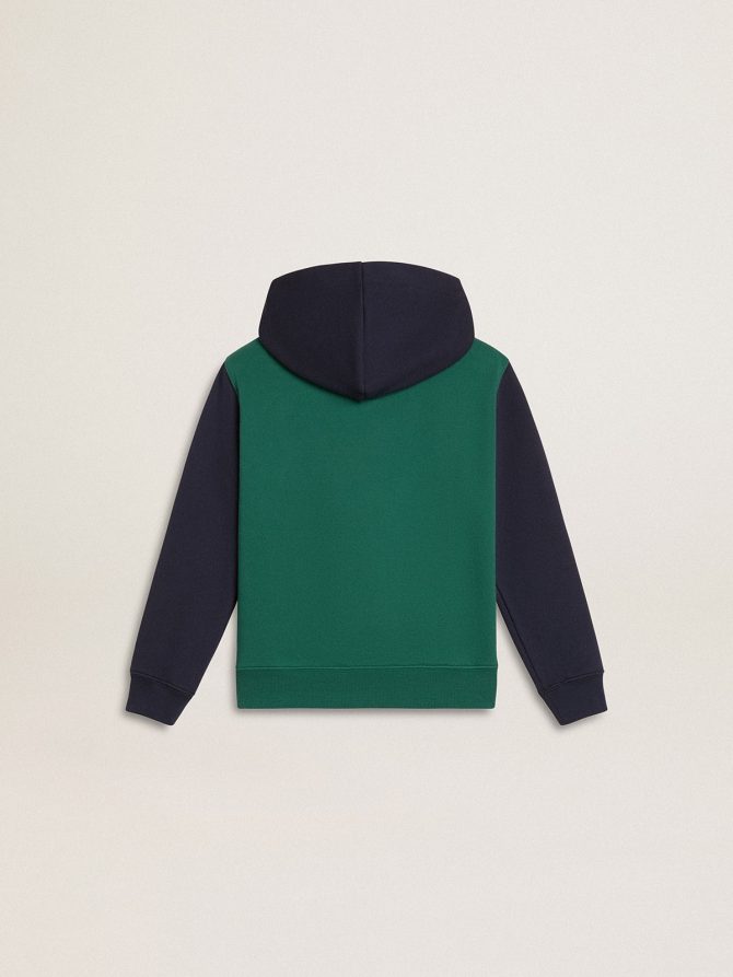 Boys’ green and blue sweatshirt with hood and print - Image 6
