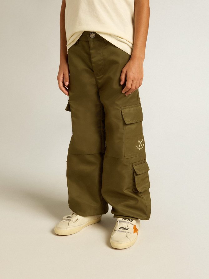 Kids cargo pants in military green - Image 5