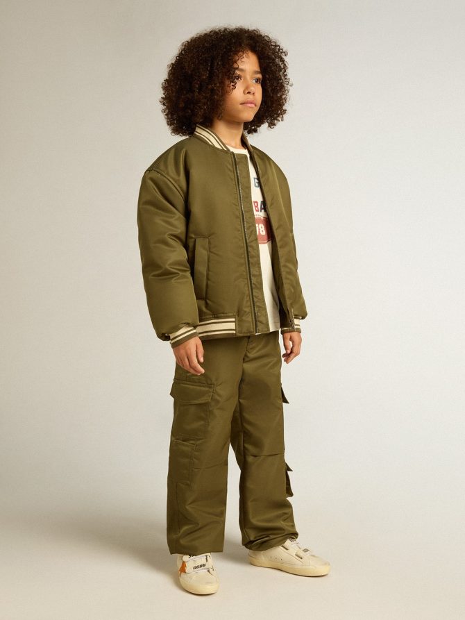 Kids cargo pants in military green - Image 6