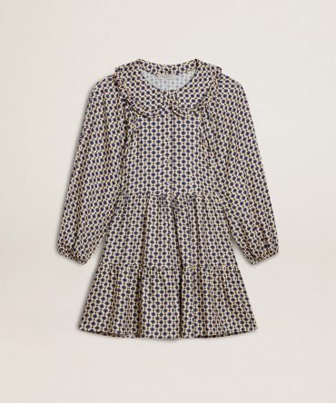 Girls’ dress with geometric print and removable collar
