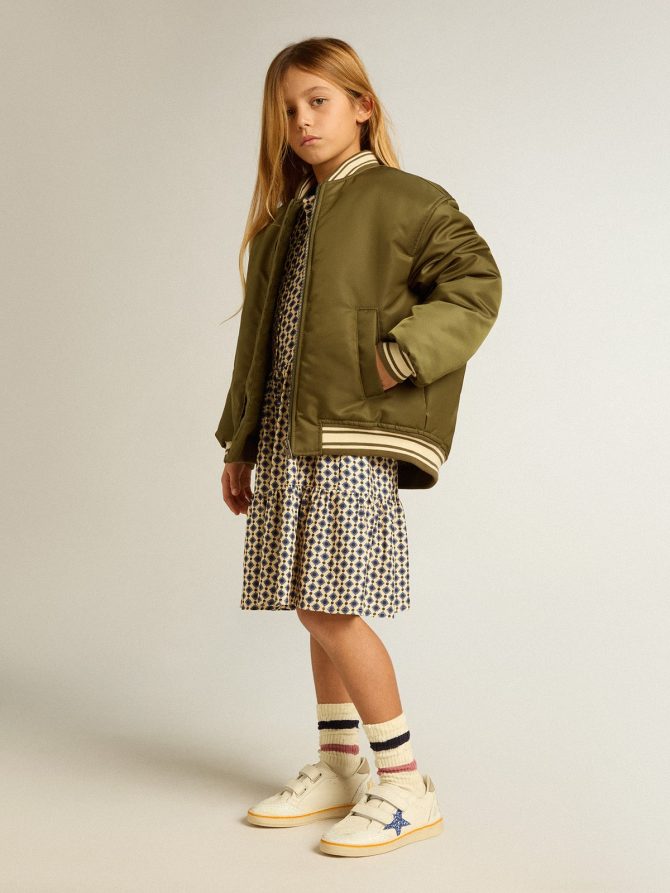 Girls’ dress with geometric print and removable collar - Image 3