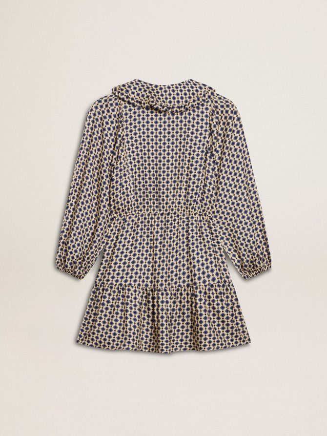 Girls’ dress with geometric print and removable collar - Image 6