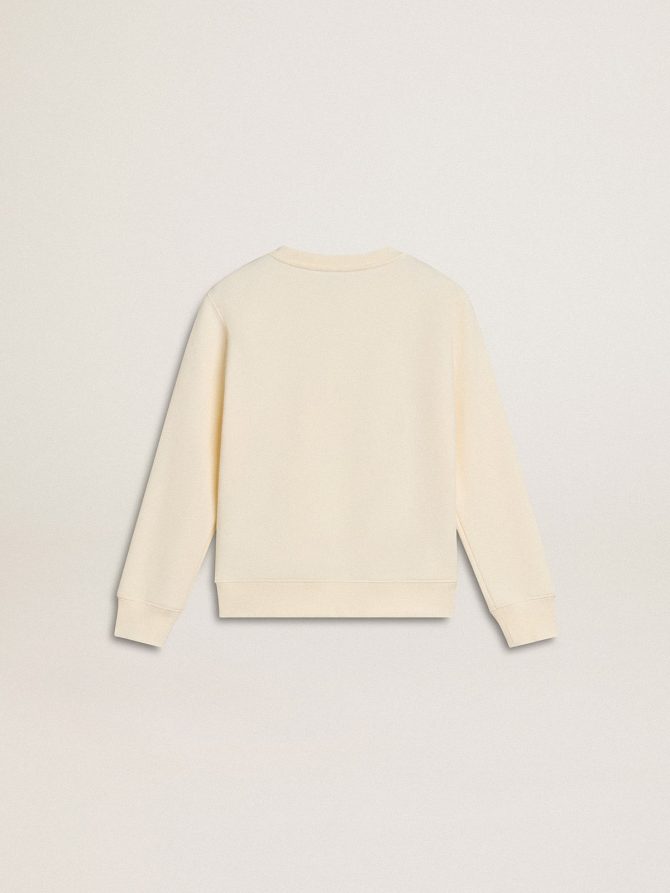 Sweatshirt in aged white with multicolor Golden lettering on the front - Image 6