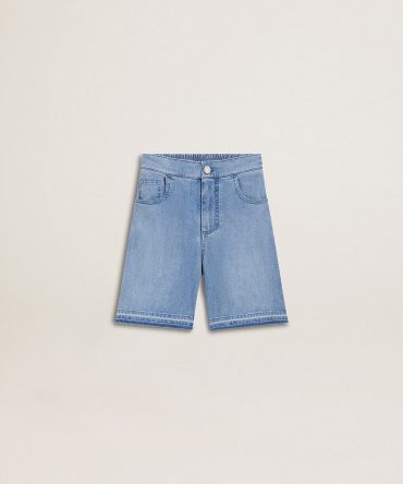 Kids’ denim shorts with embroidery on the back