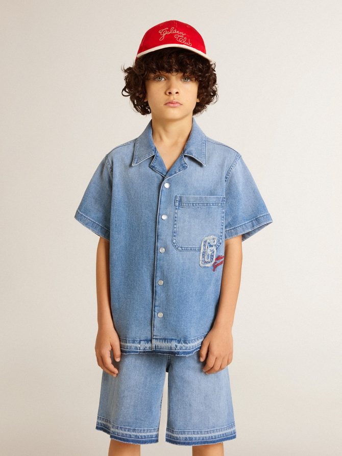 Kids’ denim shorts with embroidery on the back - Image 2