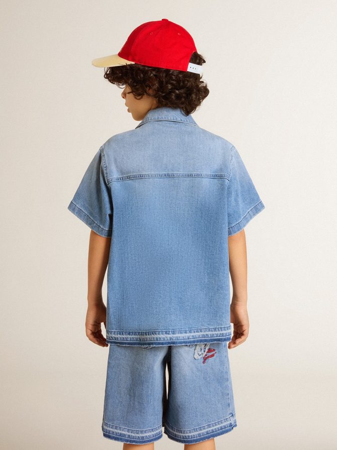 Kids’ denim shorts with embroidery on the back - Image 4