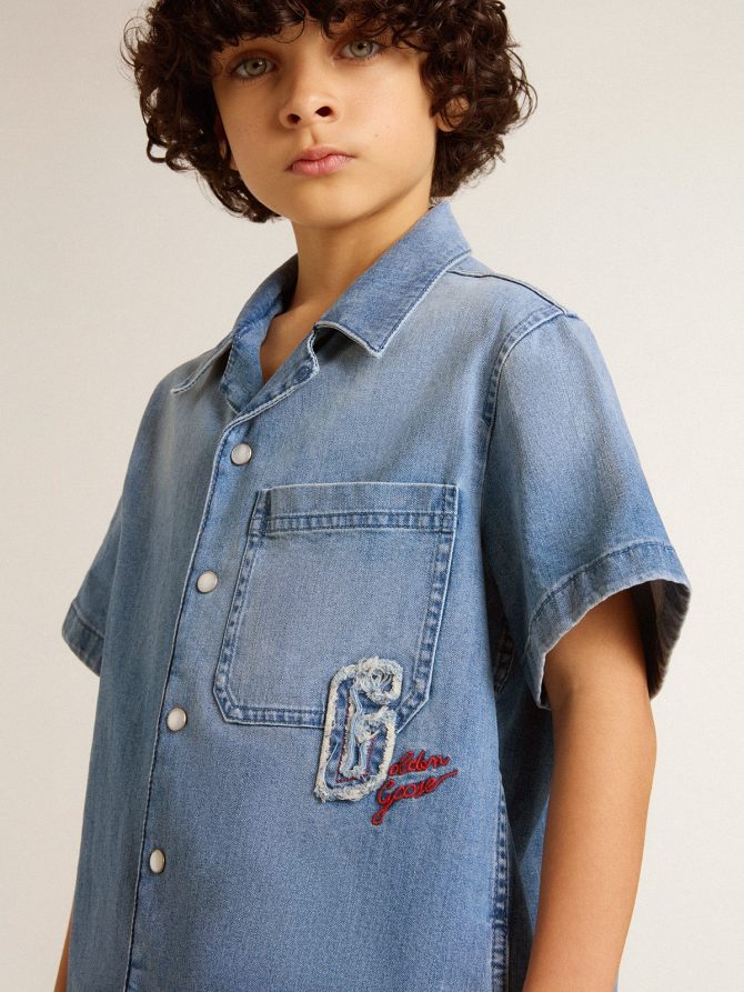 Kids’ denim shorts with embroidery on the back - Image 5
