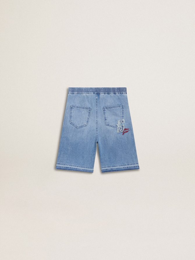 Kids’ denim shorts with embroidery on the back - Image 6