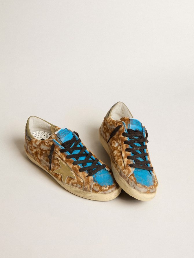 Men’s Super-Star LAB in leopard pony skin with gold star and gray heel tab - Image 2