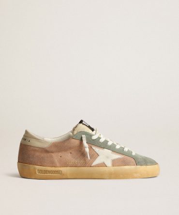 Super-Star in brown and green suede with white nappa leather star