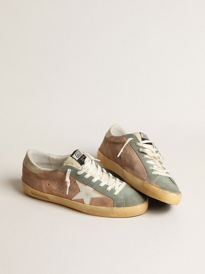 Super-Star in brown and green suede with white nappa leather star - Image 2