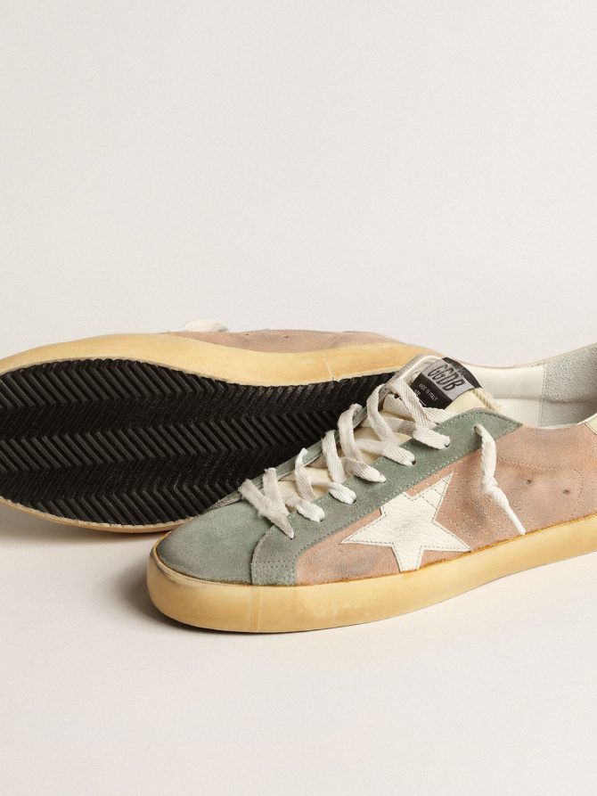 Super-Star in brown and green suede with white nappa leather star - Image 3