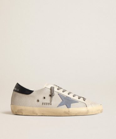 Super-Star in pale silver mesh with light blue suede star