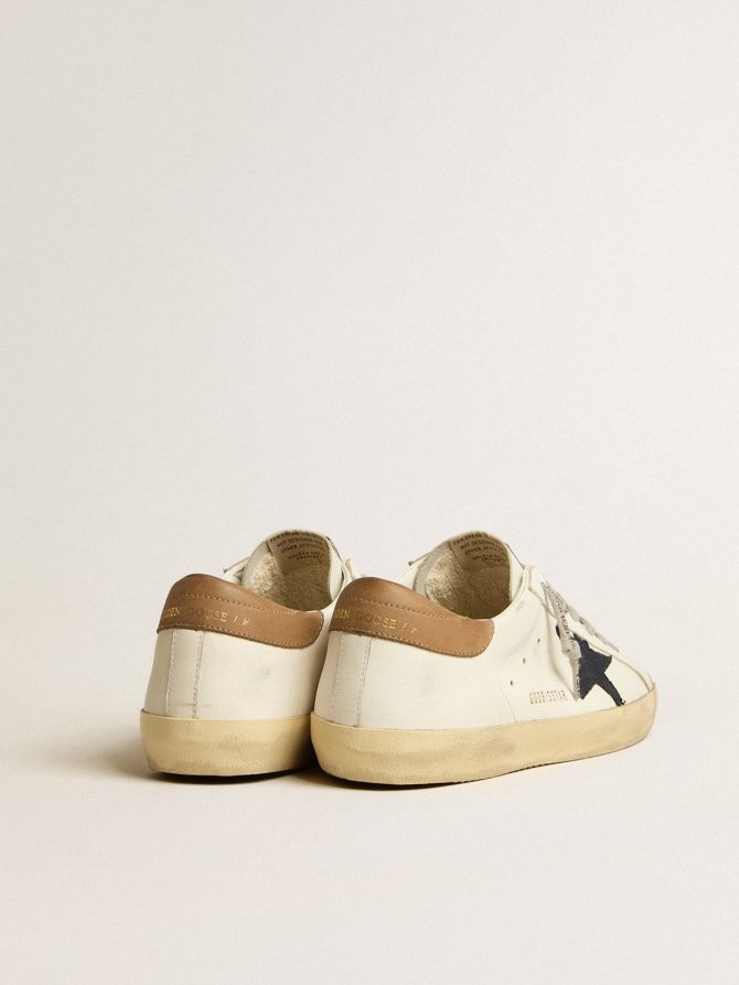 Men’s Super-Star in white leather with midnight-blue canvas star and tobacco leather heel tab - Image 5