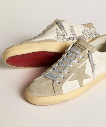 Men’s Super-Star in nappa with ice-gray suede star and black embroidery