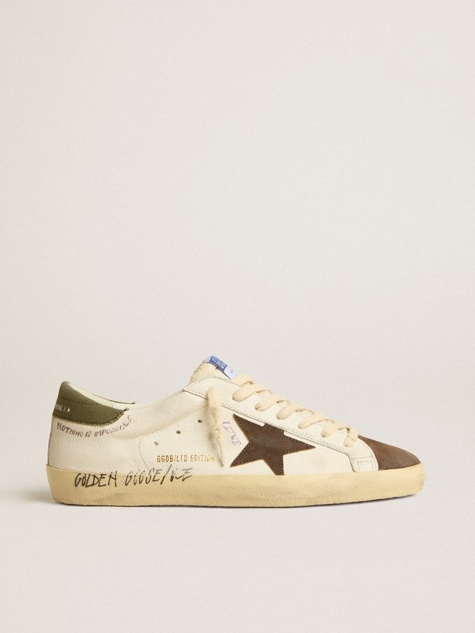 Men’s Super-Star LTD in nappa with brown suede star and green heel tab