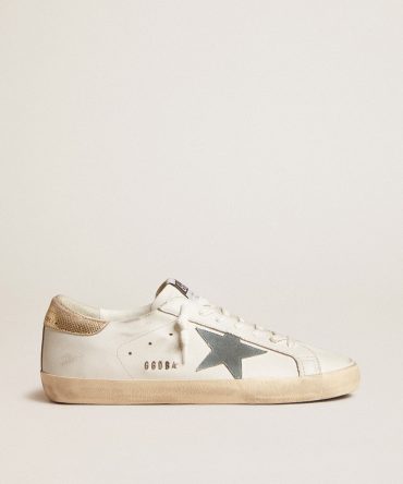Men’s Super-Star with suede star and platinum snake-print leather heel tab