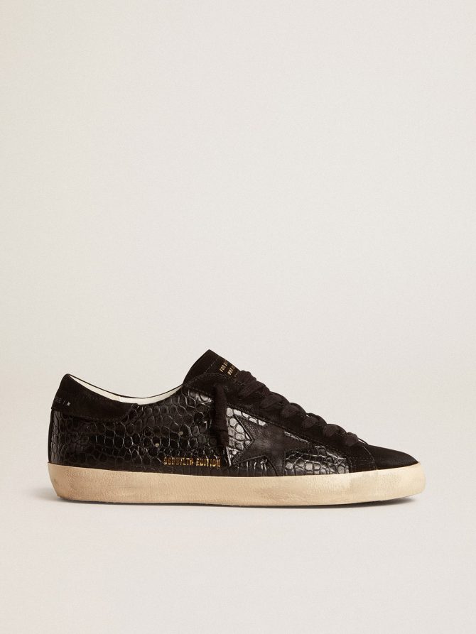 Men’s Super-Star LTD in crocodile-print leather with black suede inserts
