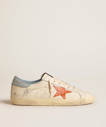 Men’s Super-Star with crocodile-print star and silver-blue heel tab