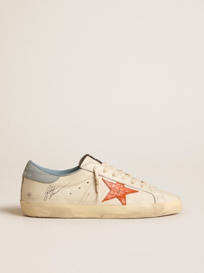 Men’s Super-Star with crocodile-print star and silver-blue heel tab
