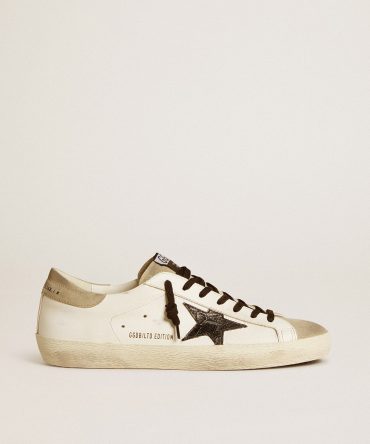 Men’s Super-Star LTD with black croc-print leather star and suede inserts
