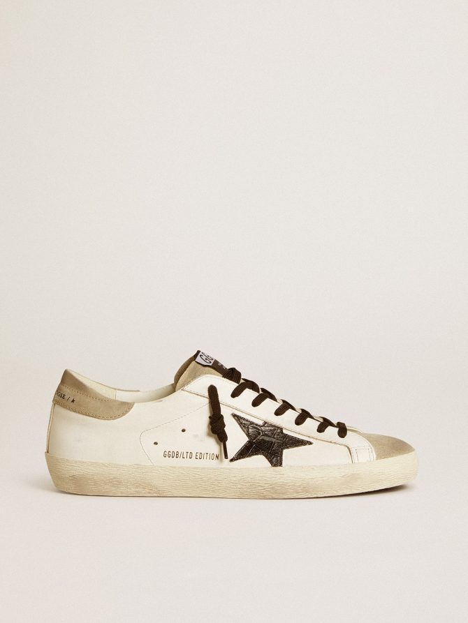Men’s Super-Star LTD with black croc-print leather star and suede inserts